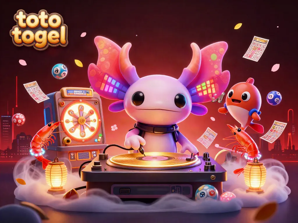 Permainan toto togel yang seru dengan karakter DJ axolotl dan suasana kasino di laut dalam.