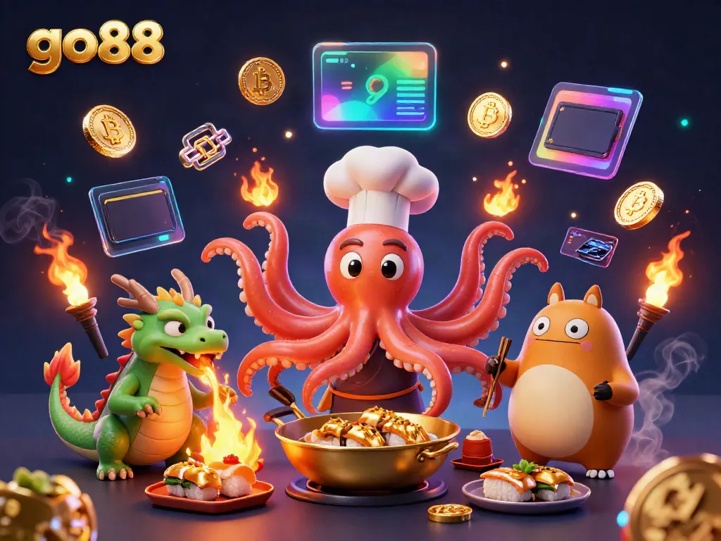 Experience exciting gameplay with go88, illustrated by cute characters and vibrant casino elements.