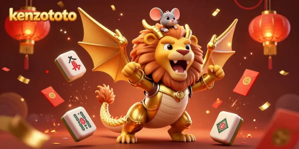 Experience thrilling gameplay with Kenzototo in a vibrant casino-themed scene full of gold and excitement.