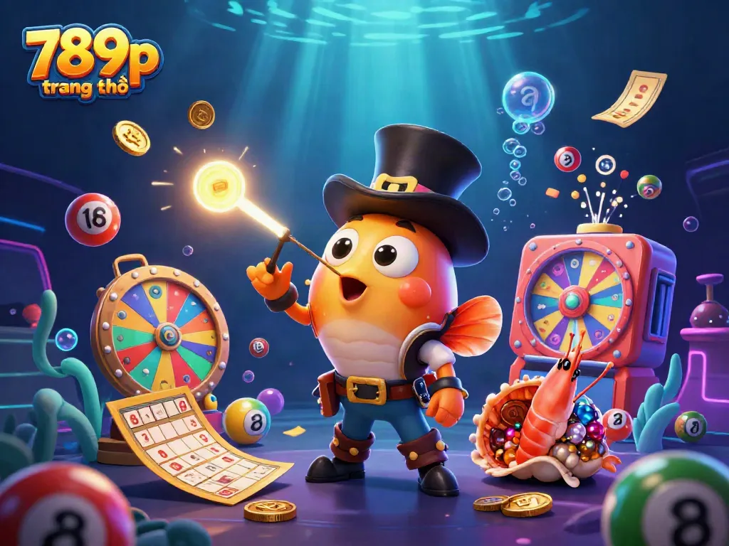Engage with 789p trang chủ in a vibrant underwater casino scene featuring a deep-sea anglerfish and colorful game elements.