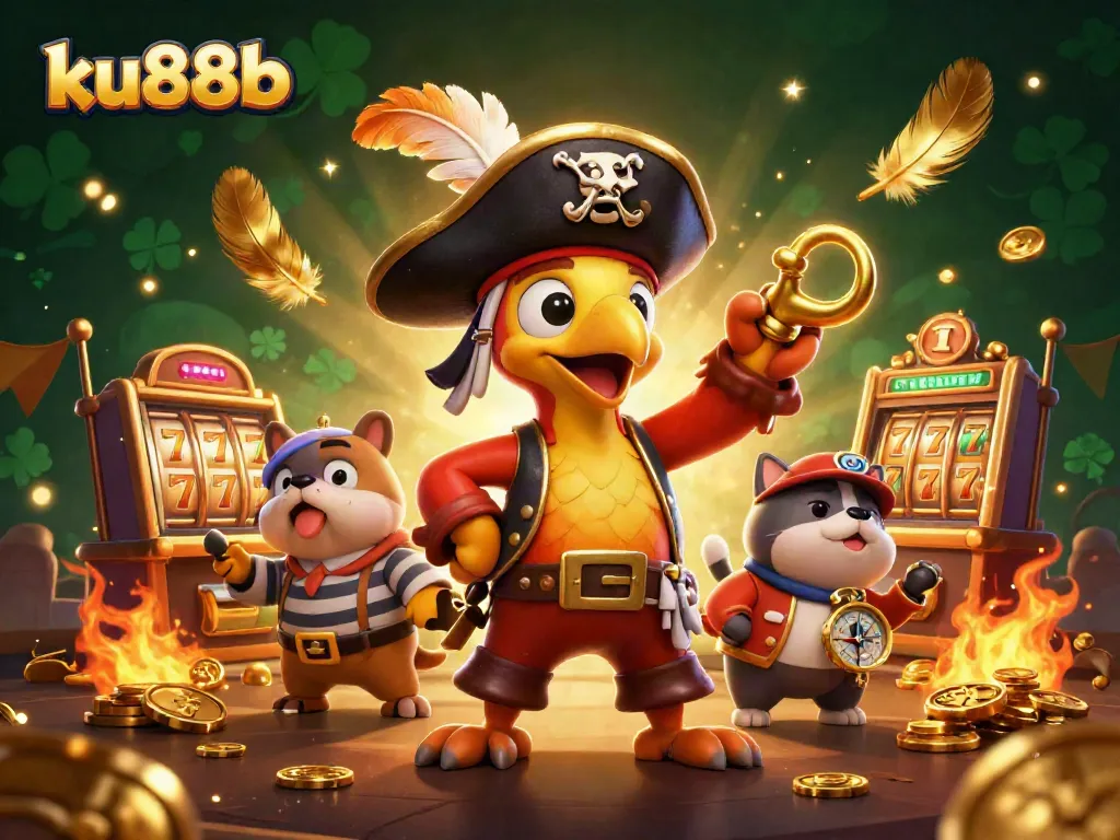Engage in thrilling slots adventures with ku88b, featuring vibrant characters and spinning reels.