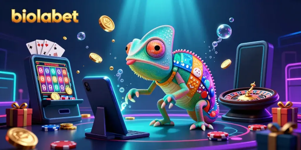 Playing games and placing bets at biolabet with a captivating chameleon character.