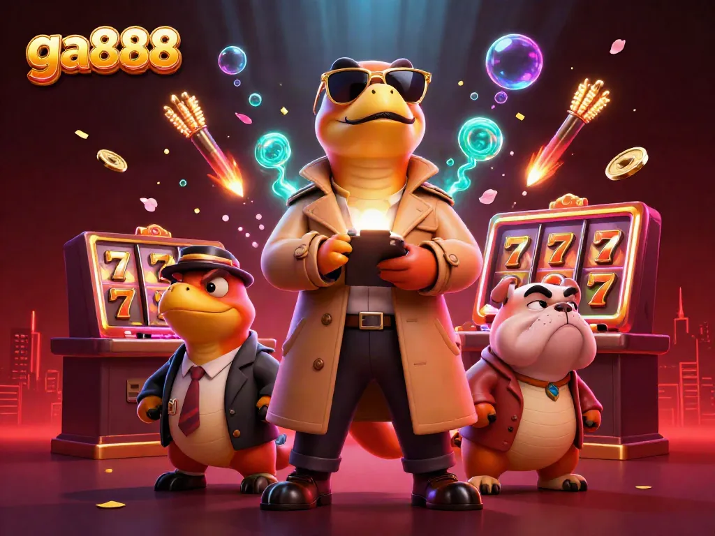Three raptors in a trench coat trying to enter a VIP casino lounge, embodying the excitement of ga888 gaming.