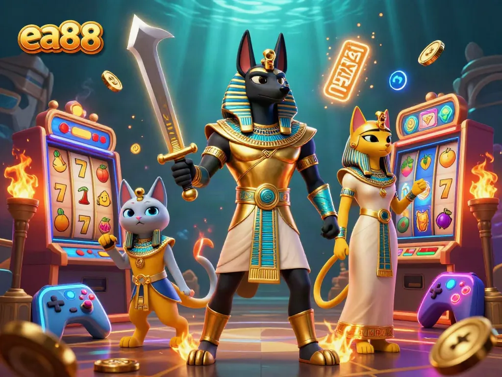 Win big with ea88 in an exciting slot game featuring Anubis and Bastet!