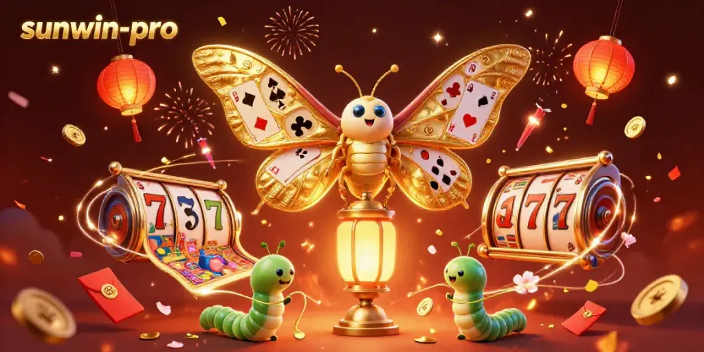 Experience thrilling games on sunwin-pro with a dynamic illustration showcasing vibrant casino elements.
