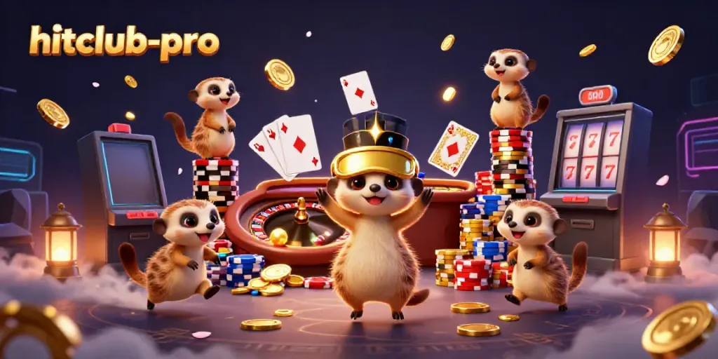 Engage with hitclub-pro's dynamic meerkat casino scene filled with luck and excitement.