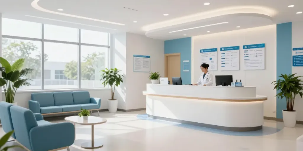 A bright modern healthcare clinic with medical services, featuring compassionate patient care and expertise, ideal for exploring situs gacor.