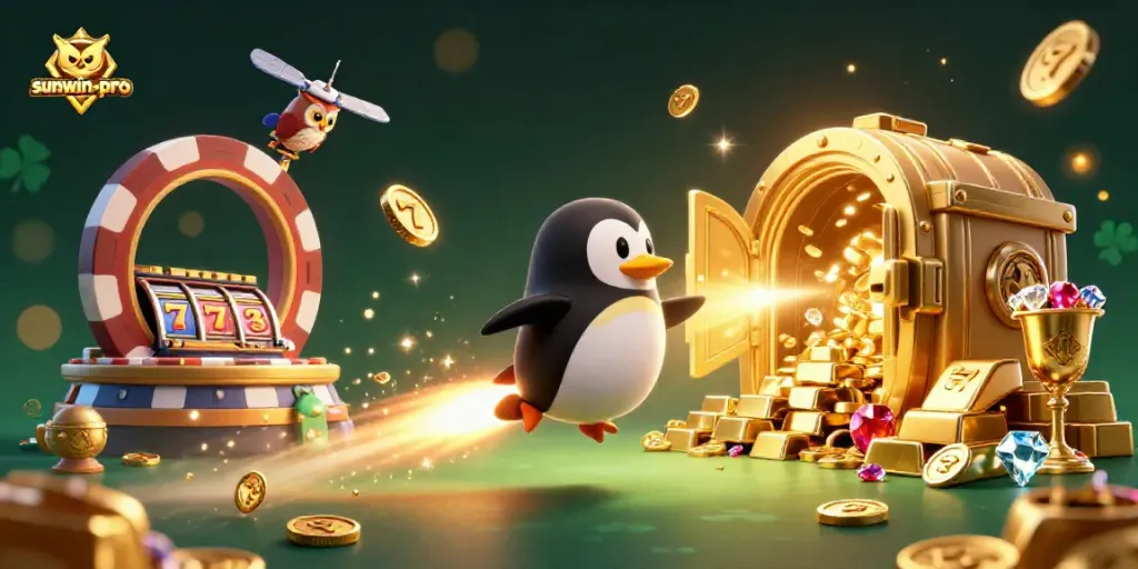 Experience the thrill of gaming with sunwin-pro as the golden penguin rockets to a casino adventure.