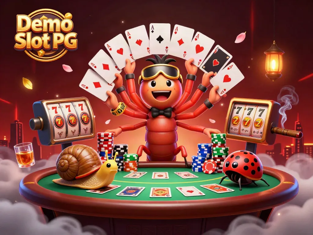 Experience Demo Slot PG with a vibrant cartoon scene featuring imaginative characters at a dynamic slot game.