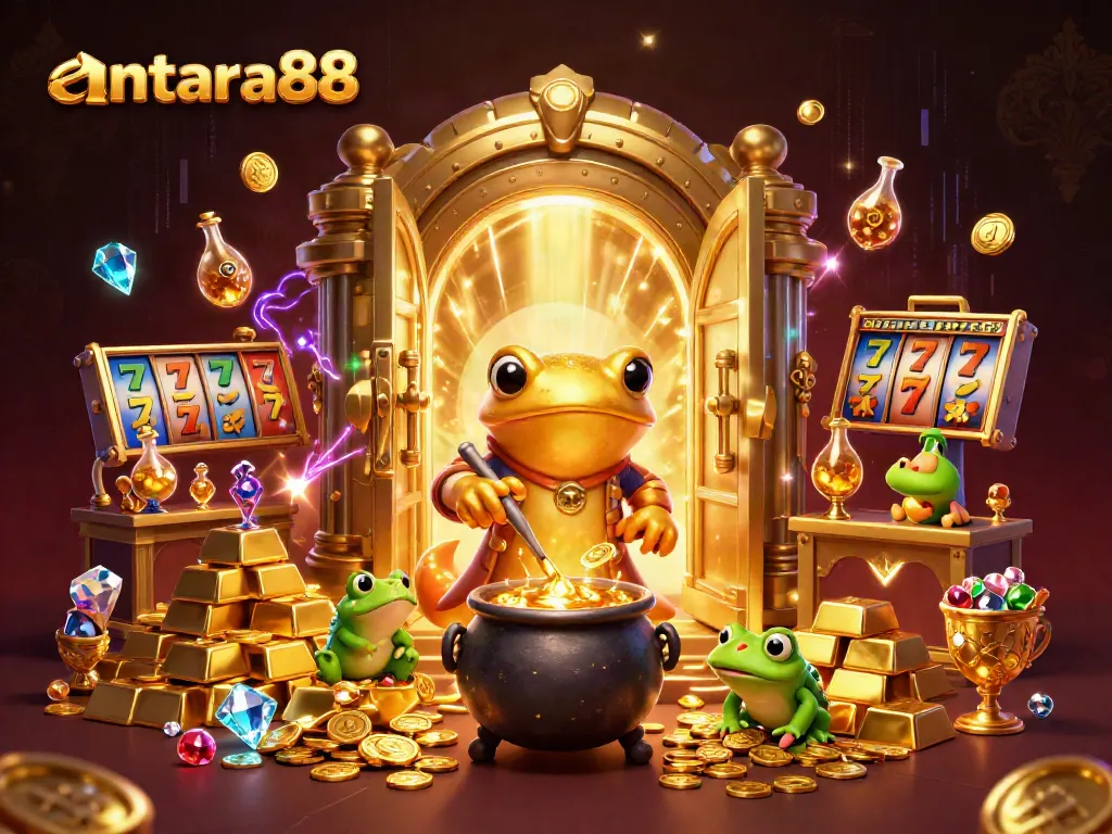 Experience the magic of winning at antara88 with a golden salamander alchemist and myriad gaming elements.