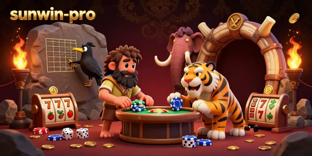 Experience the excitement of sunwin-pro with a vibrant trading scene in a prehistoric casino.