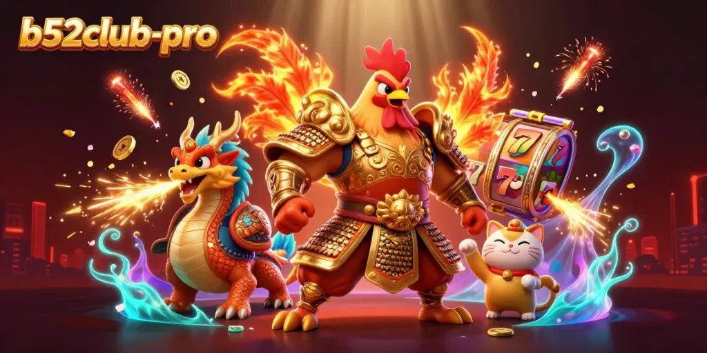 Spin and win with b52club-pro's dazzling slot reels featuring exciting characters.