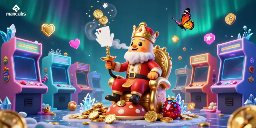 Experience an engaging gaming scene with manclubs characters and casino elements.