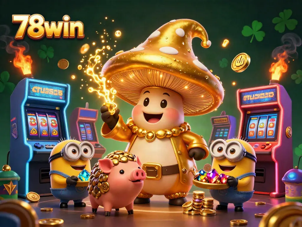 Experience exciting gameplay with 78win in this detailed 3D casino-themed illustration.