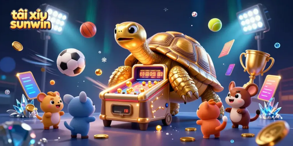 Tài xỉu sunwin creates an exciting gaming atmosphere with gleaming tortoise pinball machine.