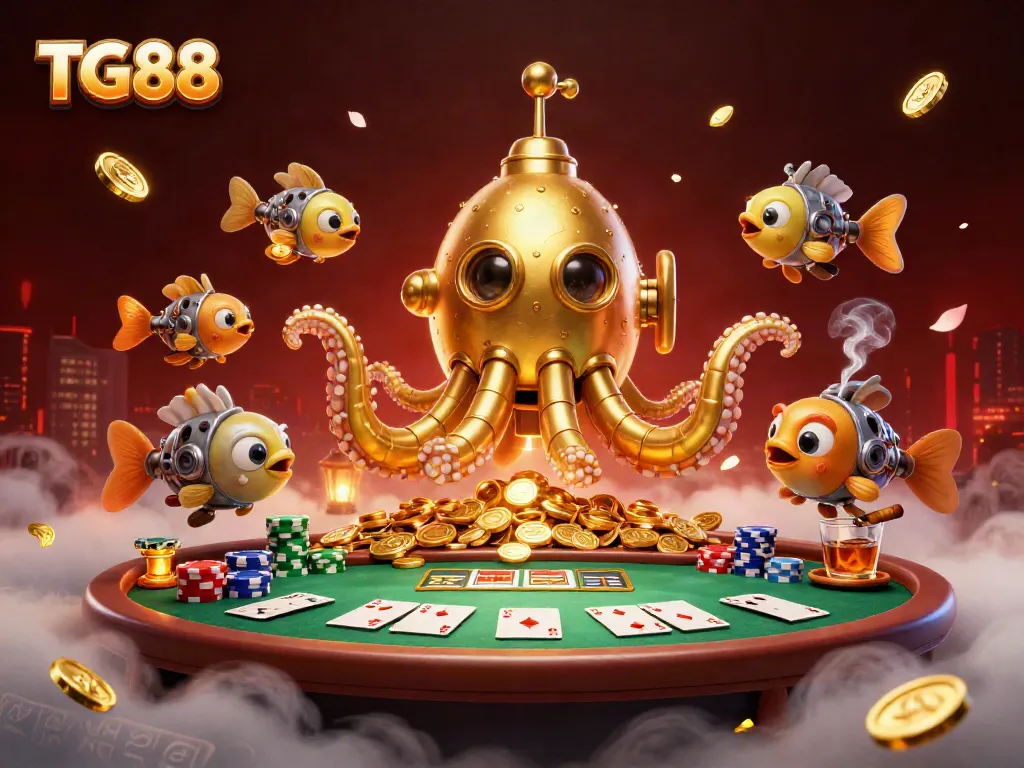 Experience thrilling moments at TG88 with a golden kraken submarine amidst a sea of riches.