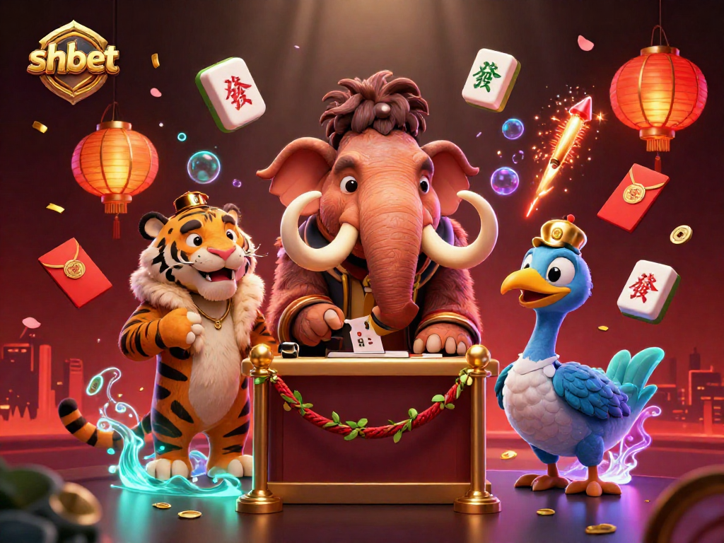Experience the excitement of shbet with a vibrant casino scene featuring dynamic characters and festive elements.