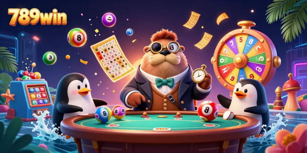 Engage with 789win's underwater poker scene featuring a walrus and a penguin dealer.