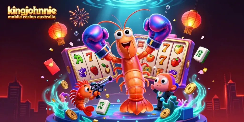 Experience thrilling gameplay at kingjohnnie mobile casino australia with vibrant casino elements and 3D characters.