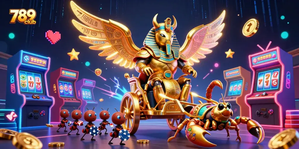 Experience the excitement of 789club with a vibrant casino game illustration featuring colorful elements.