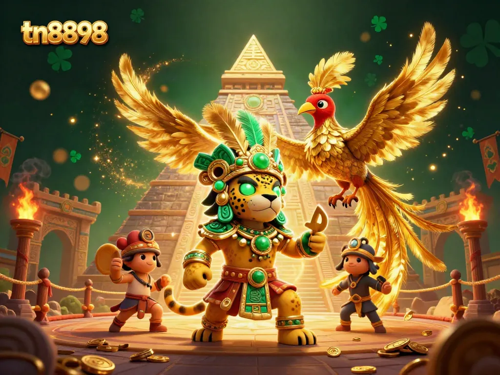 Experience thrilling games with tn8898's vibrant Mayan-themed casino illustration featuring rich colors and dynamic elements.