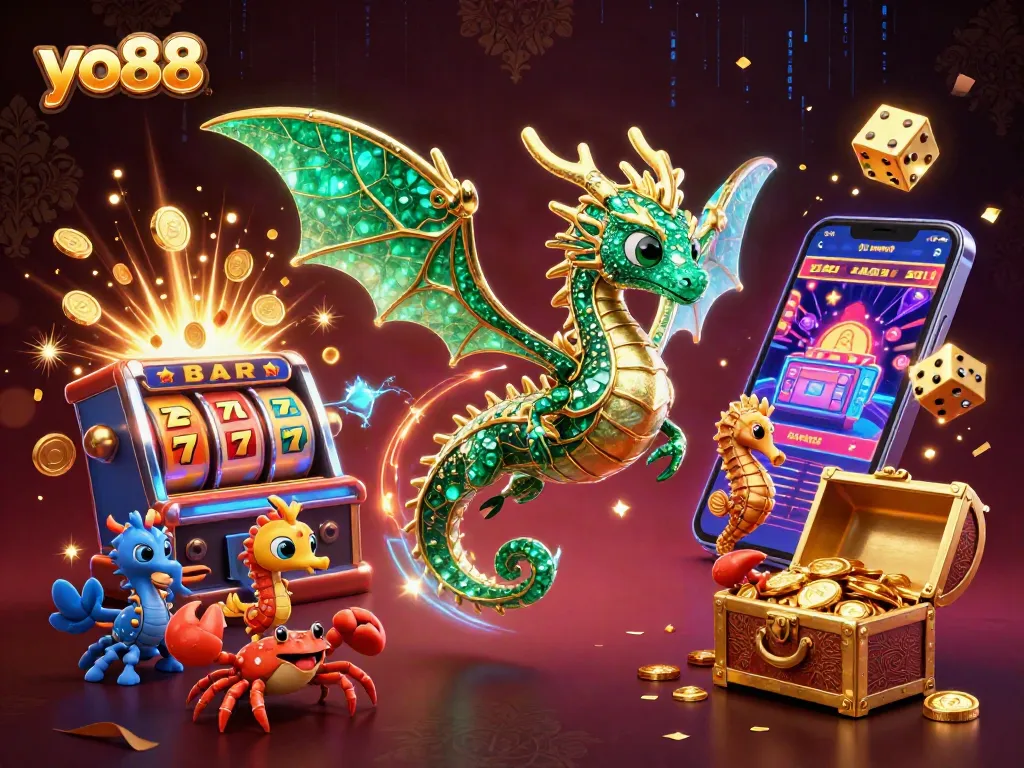 Experience exciting jackpots at yo88 with vibrant casino elements and characters captivatingly illustrated.