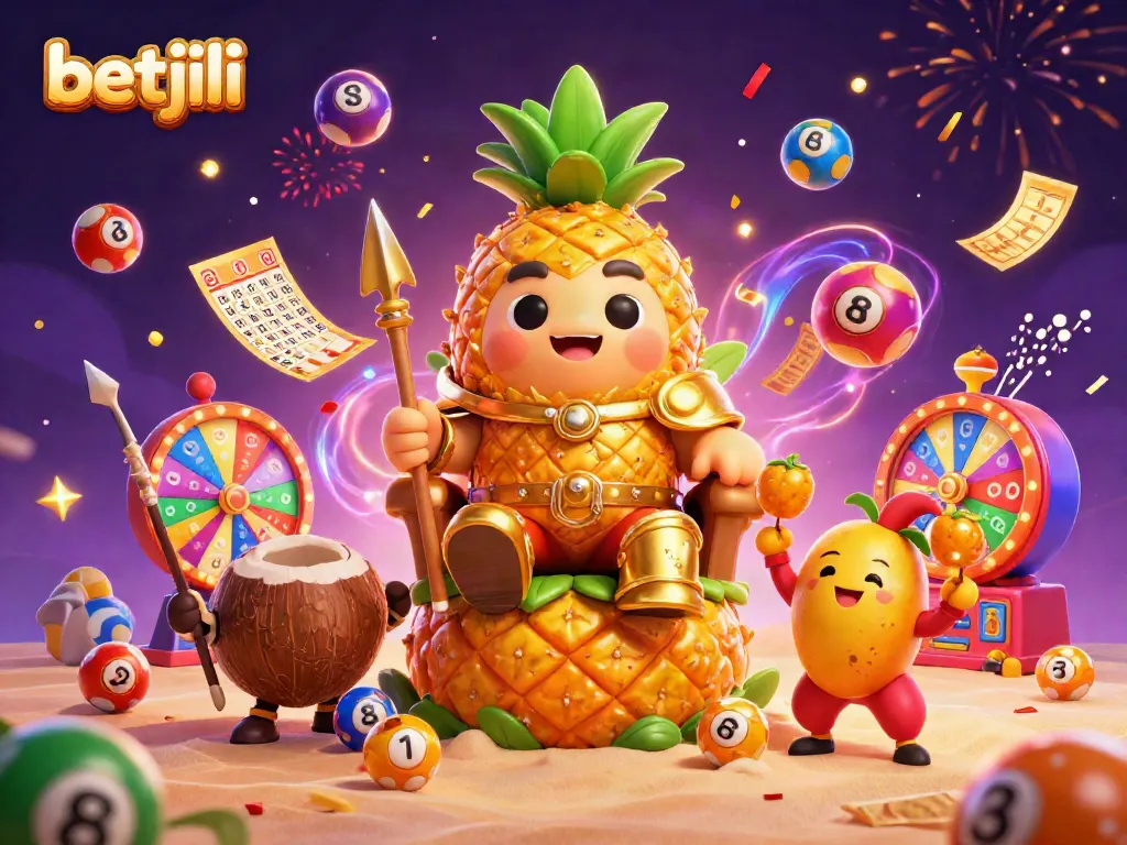Experience thrilling casino action with betjili through a vibrant 3D illustration showcasing games and festive elements.
