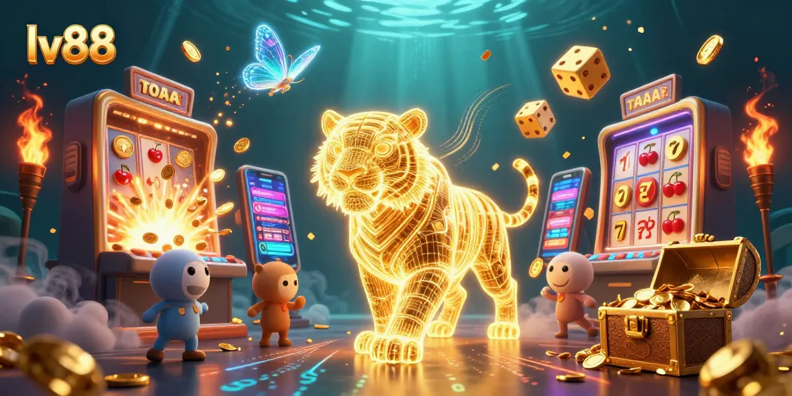 Experience the excitement of lv88 with a vibrant 3D casino scene featuring winning games and rich animations.