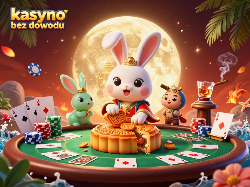 Experience kasyno bez dowodu with a lively scene of magical rabbits and poker elements illustrating fun gameplay.
